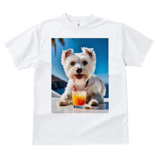 Tシャツ メンズ キッズ 犬ファン 半袖 春夏 プリント カジュアル かわいい 人間用 フィットネス 飲み物 ウエストハイランドホワイトテリア カクテル 夏 海