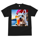 Tシャツ メンズ キッズ 犬ファン 半袖 春夏 プリント カジュアル かわいい 人間用 フィットネス 飲み物 ウェストハイランドホワイトテリア カクテル 海 ビーチパラソル