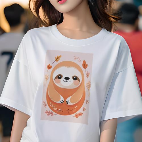 Tシャツ レディース 犬ファン 半袖 春夏 プリント カジュアル かわいい 人間用 フィットネス ナマケモノ 秋 葉 かわいい イラスト