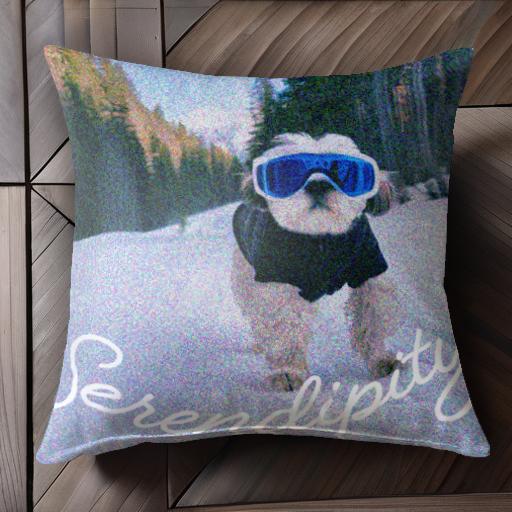 スキー シーズー 冬 雪山 ゴーグル クッションカバー 45×45cm アニマル柄 おしゃれ 可愛い クッション..