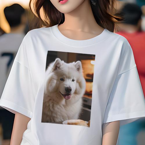 Tシャツ レディース 犬ファン 半袖 春夏 プリント カジュアル かわいい 人間用 フィットネス サモエド Tシャツ レディース 犬ファン 半袖 春夏 プリント カジュアル かわいい 人間用 フィットネス サモエド