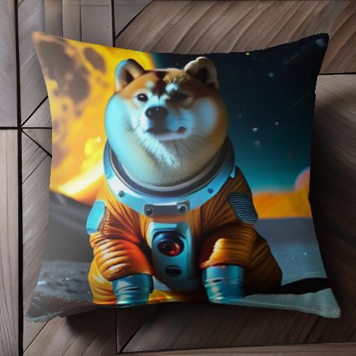 宇宙 柴犬 宇宙服 月 惑星 クッションカバー 45×45cm アニマル柄 おしゃれ 可愛い クッション本体付き ..