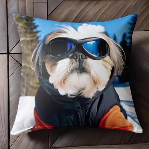 スキーウェア シーズー スキーゴーグル 冬 雪山 クッションカバー 45×45cm アニマル柄 おしゃれ 可愛い..