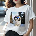Tシャツ レディース 犬ファン 半袖 春夏 プリント カジュアル かわいい 人間用 フィットネス スキーゴーグル シーズー 雪(4)