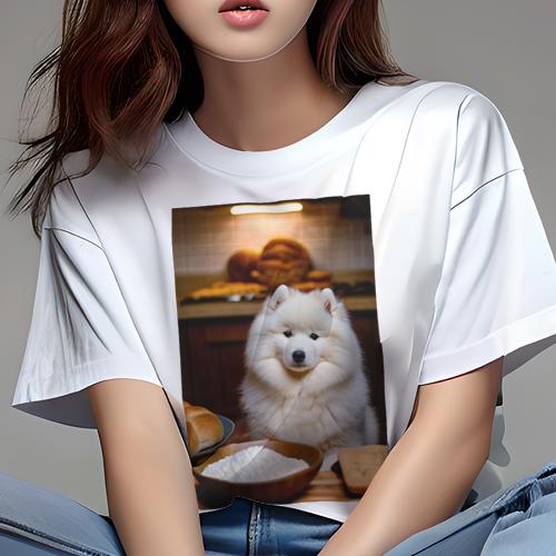 Tシャツ レディース 犬ファン 半袖 春夏 プリント カジュアル かわいい 人間用 フィットネス パン サモ..
