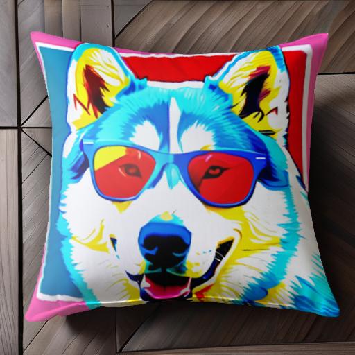 サングラス シベリアンハスキー クッションカバー 45×45cm アニマル柄 おしゃれ 可愛い クッション本体..