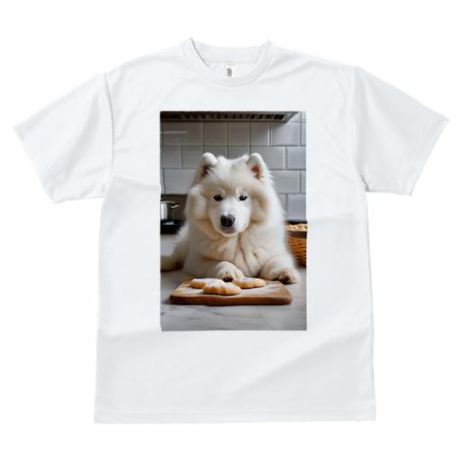 Tシャツ レディース 犬ファン 半袖 春夏 プリント カジュアル かわいい 人間用 フィットネス クッキー サモエド キッチン