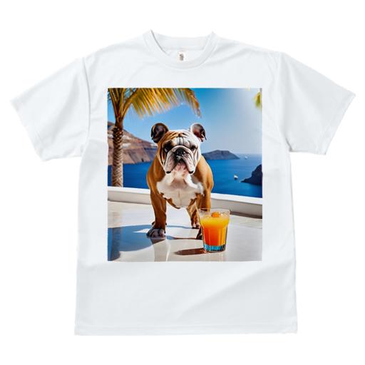 Tシャツ レディース 犬ファン 半袖 春夏 プリント カジュアル かわいい 人間用 フィットネス 海 ブルドッグ リゾート ドリンク カクテル