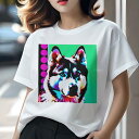 Tシャツ レディース 犬ファン 半袖 春夏 プリント カジュアル かわいい 人間用 フィットネス シベリアンハスキー(4)