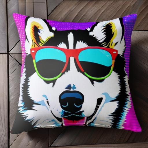 サングラス シベリアンハスキー クッションカバー 45×45cm アニマル柄 おしゃれ 可愛い クッション本体..