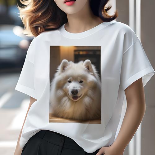 Tシャツ レディース 犬ファン 半袖 春夏 プリント カジュアル かわいい 人間用 フィットネス サモエド