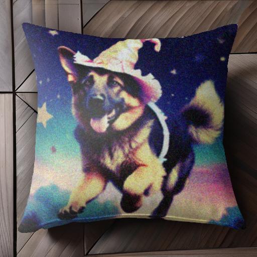 魔法使いの帽子 ジャーマンシェパード 星 クッションカバー 45×45cm アニマル柄 おしゃれ 可愛い クッ..