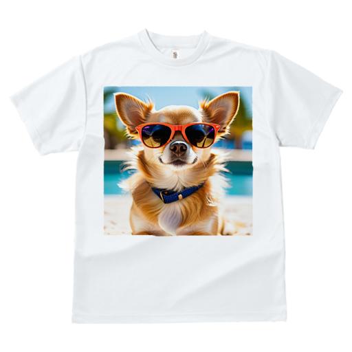 Tシャツ レディース 犬ファン 半袖 春夏 プリント カジュアル かわいい 人間用 フィットネス サングラス チワワ プール