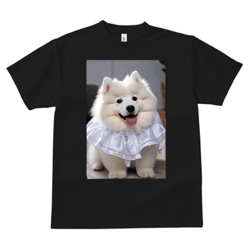 Tシャツ レディース 犬ファン 半袖 春夏 プリント カジュアル かわいい 人間用 フィットネス 白いドレス サモエド フリル