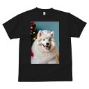 Tシャツ メンズ キッズ 犬ファン 半袖 春夏 プリント カジュアル かわいい 人間用 フィットネス クリスマスツリー サモエド 帽子