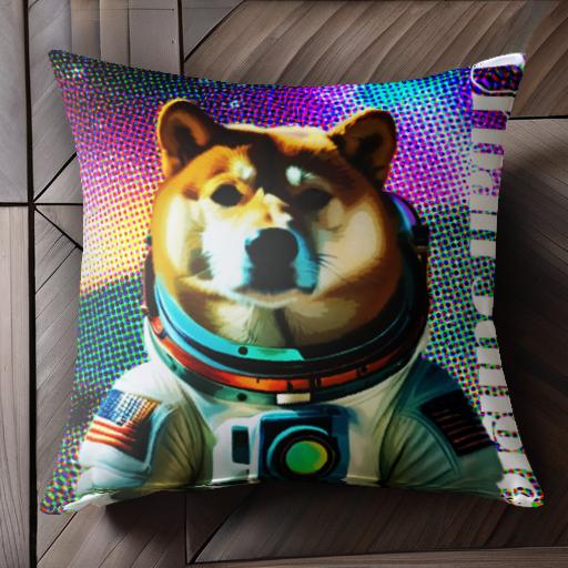 宇宙服 柴犬 アメリカ国旗 クッションカバー 45×45cm アニマル柄 おしゃれ 可愛い クッション本体付き 正方形