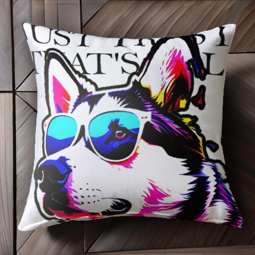 サングラス シベリアンハスキー クッションカバー 45×45cm アニマル柄 おしゃれ 可愛い クッション本体付き 正方形