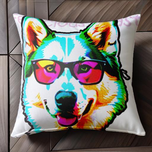 サングラス シベリアンハスキー クッションカバー 45×45cm アニマル柄 おしゃれ 可愛い クッション本体..