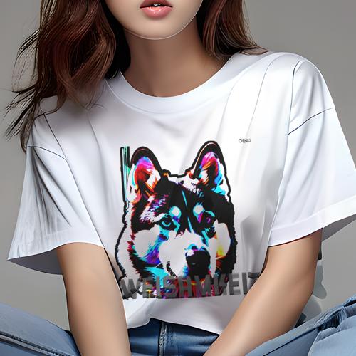 Tシャツ レディース 犬ファン 半袖 春夏 プリント カジュアル かわいい 人間用 フィットネス シベリアンハスキー
