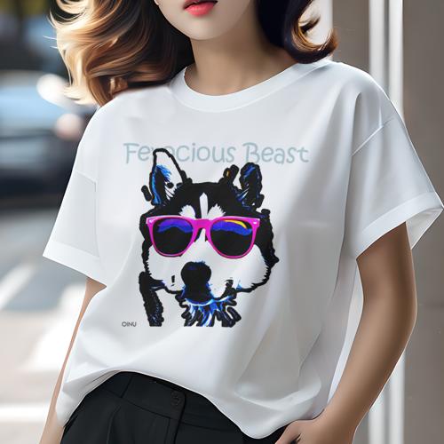 Tシャツ レディース 犬ファン 半袖 春夏 プリント カジュアル かわいい 人間用 フィットネス サングラス シベリアンハスキー Tシャツ レディース 犬ファン 半袖 春夏 プリント カジュアル かわいい 人間用 フィットネス サングラス シベリアンハスキー