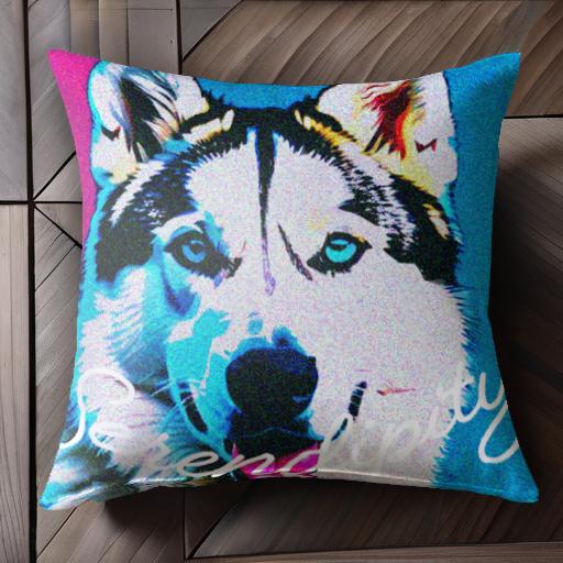 シベリアンハスキー クッションカバー 45×45cm アニマル柄 おしゃれ 可愛い クッション本体付き 正方形