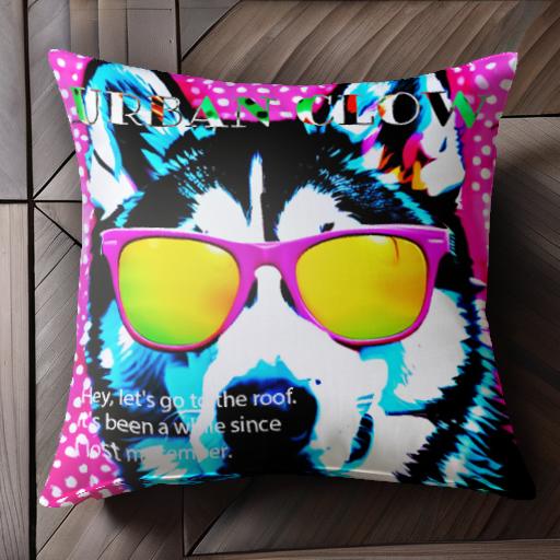 サングラス シベリアンハスキー ドット柄 ポップアート クッションカバー 45×45cm アニマル柄 おしゃれ 可愛い クッション本体付き 正方形 サングラス シベリアンハスキー ドット柄 ポップアート クッションカバー 45×45cm アニマル柄 おしゃれ 可愛い クッション本体付き 正方形