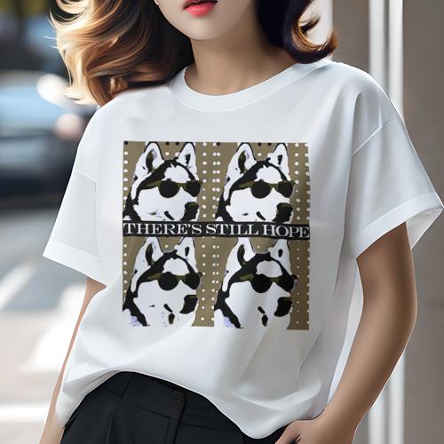 Tシャツ レディース 犬ファン 半袖 春夏 プリント カジュアル かわいい 人間用 フィットネス サングラス シベリアンハスキー