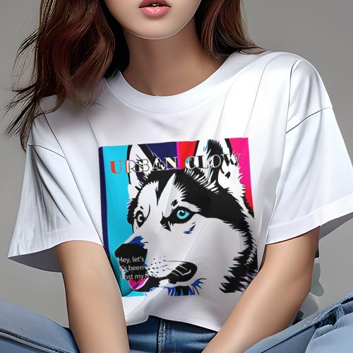 Tシャツ レディース 犬ファン 半袖 春夏 プリント カジュアル かわいい 人間用 フィットネス シベリアンハスキー