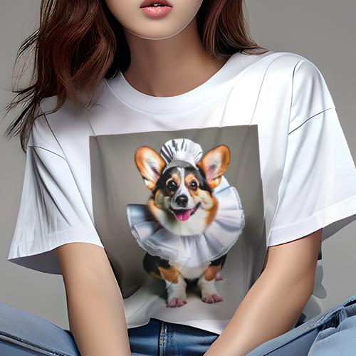 Tシャツ レディース 犬ファン 半袖 春夏 プリント カジュアル かわいい 人間用 フィットネス コック帽 ..