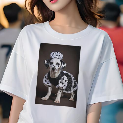 Tシャツ レディース 犬ファン 半袖 春夏 プリント カジュアル かわいい 人間用 フィットネス メイド服 ダルメシアン 水玉
