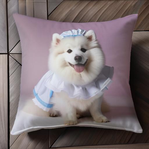 コスチューム サモエド かわいい 面白い ペット クッションカバー 45×45cm アニマル柄 おしゃれ 可愛い..