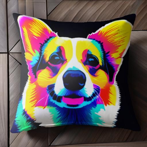 ポップアート コーギー アート クッションカバー 45×45cm アニマル柄 おしゃれ 可愛い クッション本体..