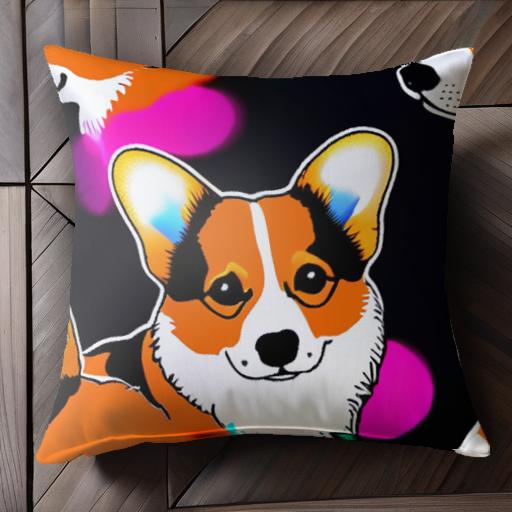 背景 コーギー ポップ クッションカバー 45×45cm アニマル柄 おしゃれ 可愛い クッション本体付き 正方形