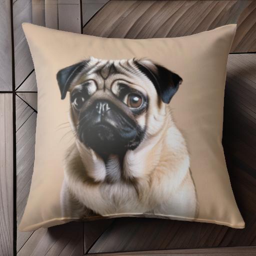パグ クッションカバー 45×45cm アニマル柄 おしゃれ 可愛い クッション本体付き 正方形