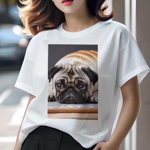 Tシャツ レディース 犬ファン 半袖 春夏 プリント カジュアル かわいい 人間用 フィットネス パン パグ