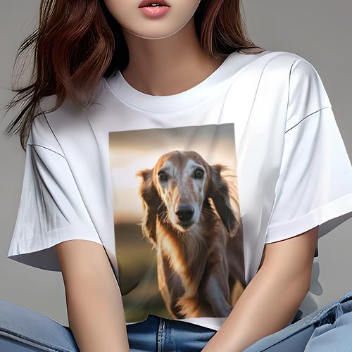 Tシャツ レディース 犬ファン 半袖 春夏 プリント カジュアル かわいい 人間用 フィットネス サルーキ
