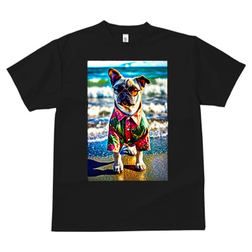 Tシャツ レディース 犬ファン 半袖 春夏 プリント カジュアル かわいい 人間用 フィットネス サングラス フレンチブルドッグ アロハシャツ 海 ビーチ