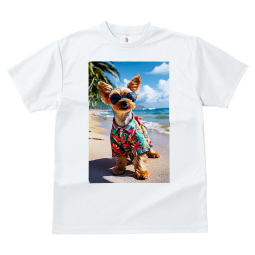 Tシャツ メンズ キッズ 犬ファン 半袖 春夏 プリント カジュアル かわいい 人間用 フィットネス ビーチ ヨークシャーテリア 海 アロハシャツ サングラス