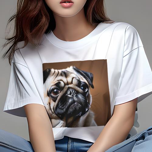 Tシャツ レディース 犬ファン 半袖 春夏 プリント カジュアル かわいい 人間用 フィットネス パグ