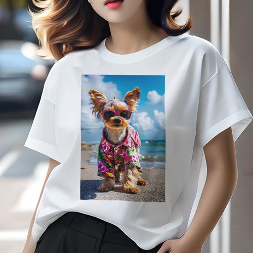 Tシャツ レディース 犬ファン 半袖 春夏 プリント カジュアル かわいい 人間用 フィットネス アロハシ..