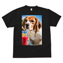 Tシャツ メンズ キッズ 犬ファン 半袖 春夏 プリント カジュアル かわいい 人間用 フィットネス 飲み物 ビーグル カクテル
