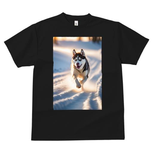 Tシャツ レディース 犬ファン 半袖 春夏 プリント カジュアル かわいい 人間用 フィットネス 雪 シベリアンハスキー 冬 雪道 太陽