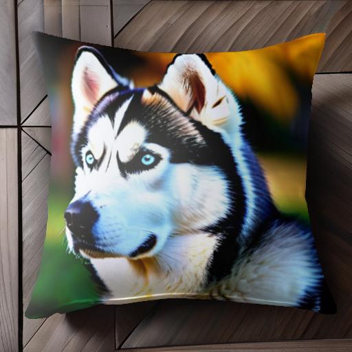 背景 シベリアンハスキー クッションカバー 45×45cm アニマル柄 おしゃれ 可愛い クッション本体付き 正方形