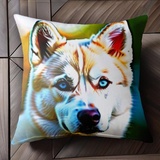 ハスキー クッションカバー 45×45cm アニマル柄 おしゃれ 可愛い クッション本体付き 正方形