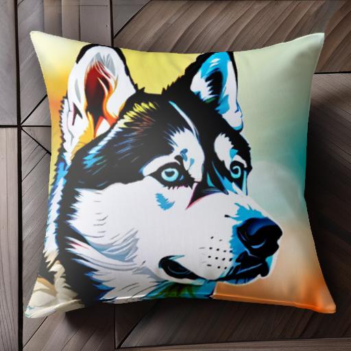 シベリアンハスキー クッションカバー 45×45cm アニマル柄 おしゃれ 可愛い クッション本体付き 正方形