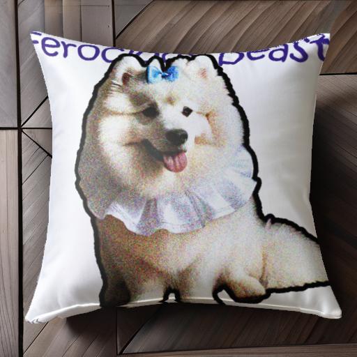 犬用アクセサリー サモエド クッションカバー 45×45cm アニマル柄 おしゃれ 可愛い クッション本体付き..