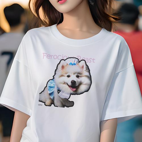 Tシャツ レディース 犬ファン 半袖 春夏 プリント カジュアル かわいい 人間用 フィットネス リボン サモエド 帽子