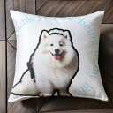 サモエド クッションカバー 45×45cm アニマル柄 おしゃれ 可愛い クッション本体付き 正方形