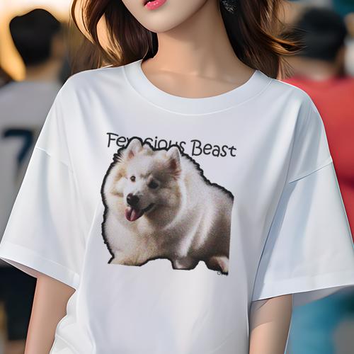 Tシャツ レディース 犬ファン 半袖 春夏 プリント カジュアル かわいい 人間用 フィットネス サモエド