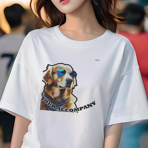 Tシャツ レディース 犬ファン 半袖 春夏 プリント カジュアル かわいい 人間用 フィットネス サングラス ゴールデンレトリバー